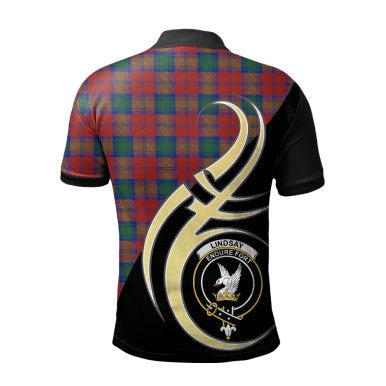 Scottish Lindsay Modern Clan Crest Tartan Polo Shirt Believe in Me Back Side Tartan Plaid