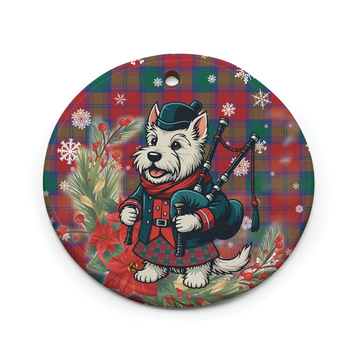 Scottish Lindsay Modern Clan Tartan Ceramic Ornament Cute Scottish Terrier Dog Circle Style Tartan Plaid