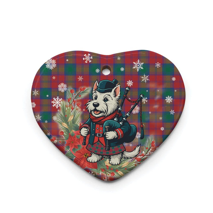 Scottish Lindsay Modern Clan Tartan Ceramic Ornament Cute Scottish Terrier Dog Heart Style Tartan Plaid