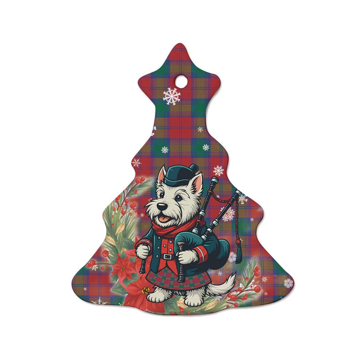 Scottish Lindsay Modern Clan Tartan Ceramic Ornament Cute Scottish Terrier Dog Tree Style Tartan Plaid
