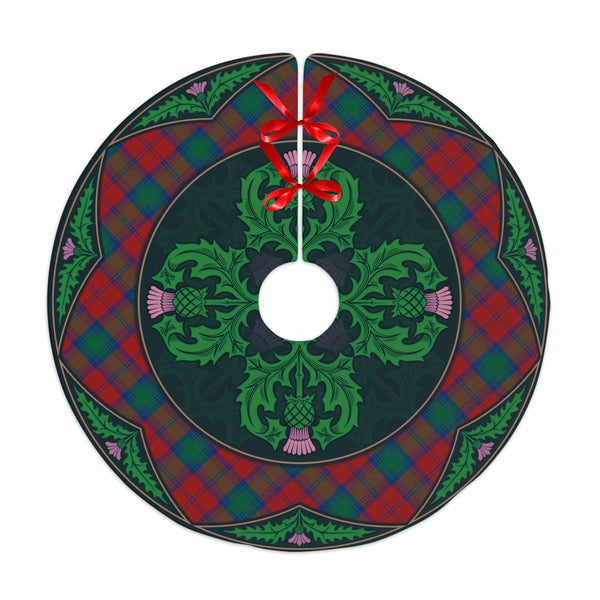 Scottish Lindsay Modern Clan Tartan Christmas Tree Skirt Old Scottish Thistle Flower No Tassels Tartan Plaid 1