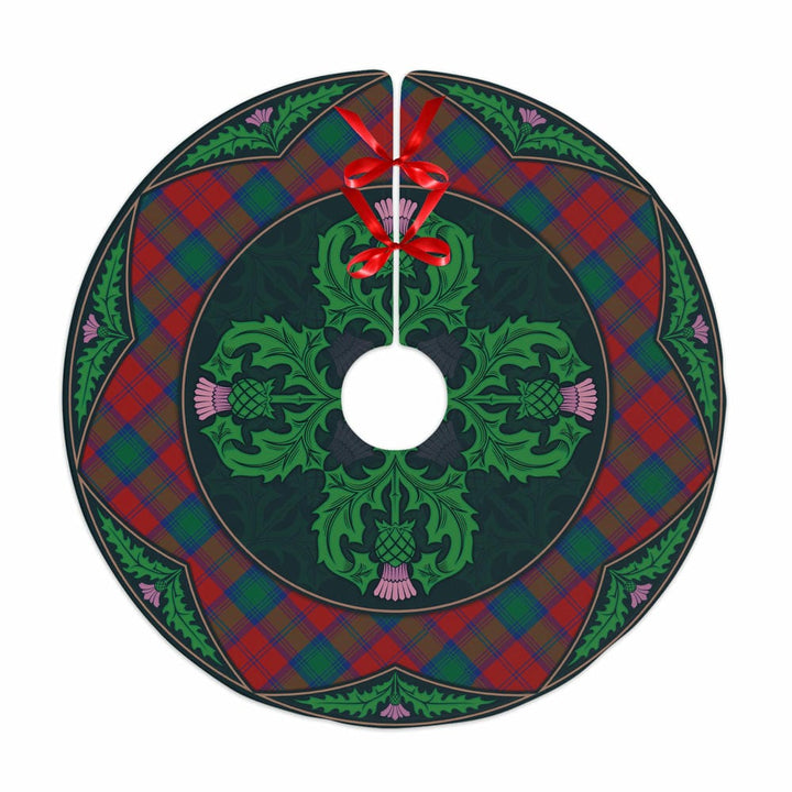 Scottish Lindsay Modern Clan Tartan Christmas Tree Skirt Old Scottish Thistle Flower No Tassels Tartan Plaid 1