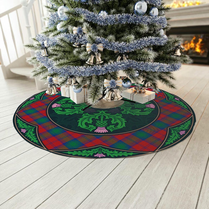 Scottish Lindsay Modern Clan Tartan Christmas Tree Skirt Old Scottish Thistle Flower No Tassels Tartan Plaid 3