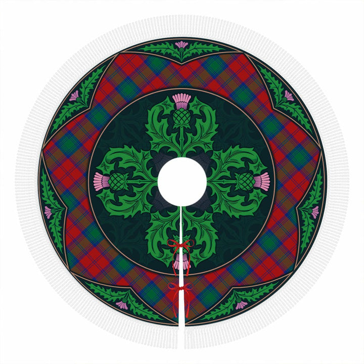 Scottish Lindsay Modern Clan Tartan Christmas Tree Skirt Old Scottish Thistle Flower Tassels Tartan Plaid 1