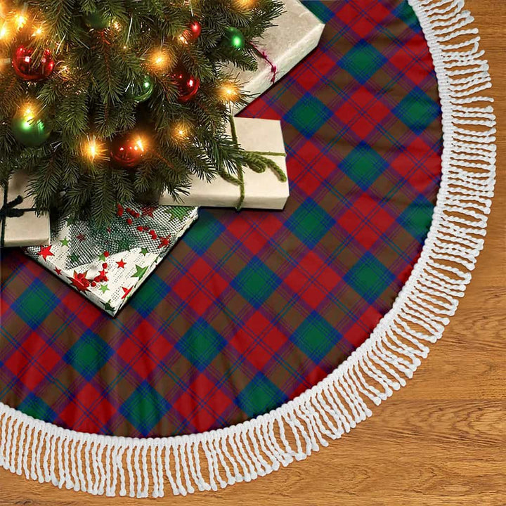 Scottish Lindsay Modern Clan Tartan Christmas Tree Skirt Tassels 2 Tartan Plaid
