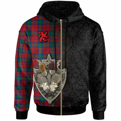 Scottish Lindsay Modern Clan Tartan Hoodie - Half Thistle Flowers Celtic Design Zip-up Tartan Plaid