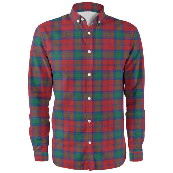 Scottish Lindsay Modern Clan Tartan Long Sleeve Shirt Front Side Tartan Plaid