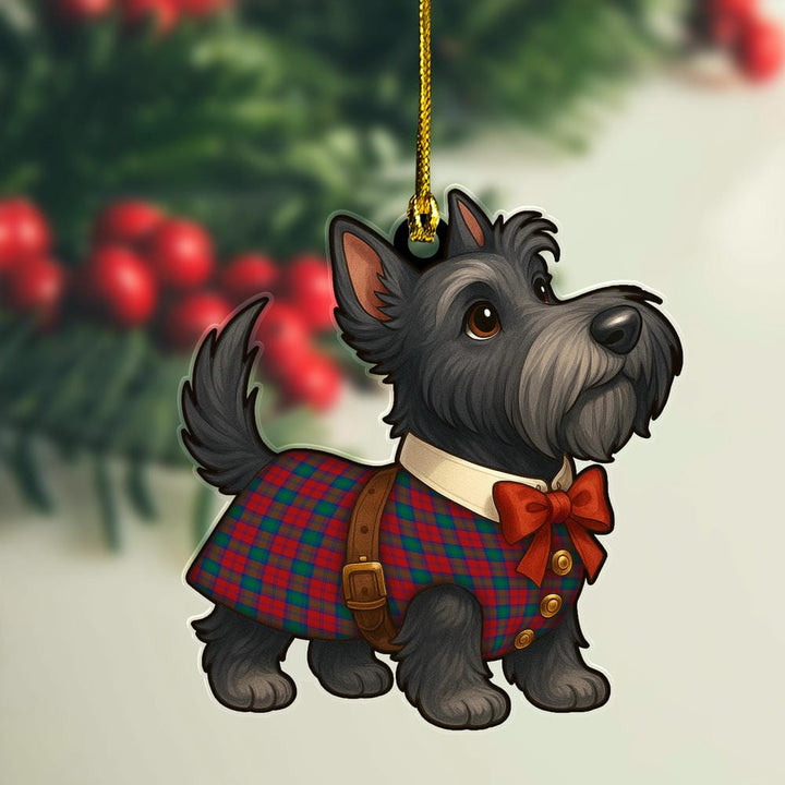 Scottish Lindsay Modern Clan Tartan Ornament Scottie Dog Tartan Plaid