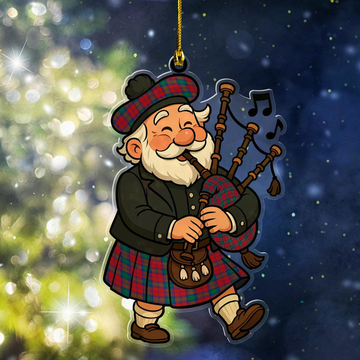 Scottish Lindsay Modern Clan Tartan Ornament Scottish Santa In Kilt Tartan Plaid