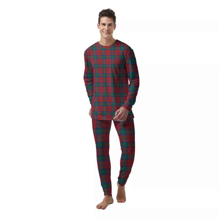 Scottish Lindsay Modern Clan Tartan Pajama Set  Men Front Side Tartan Plaid