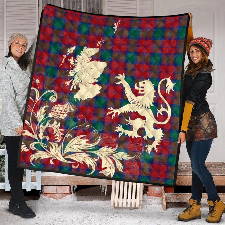 Scottish Lindsay Modern Clan Tartan Quilt Rampant Lion with Thistle Tartan Plaid 2