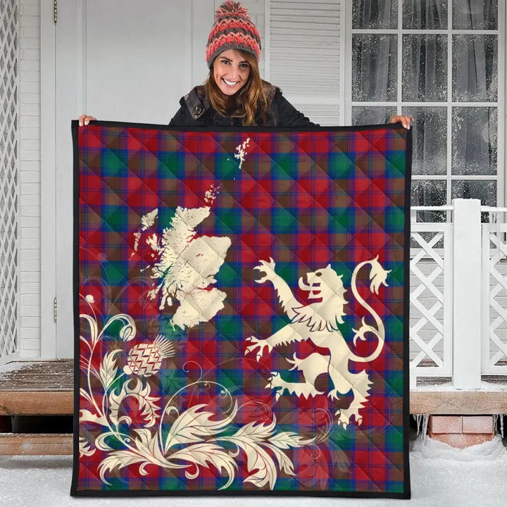 Scottish Lindsay Modern Clan Tartan Quilt Rampant Lion with Thistle Tartan Plaid 3