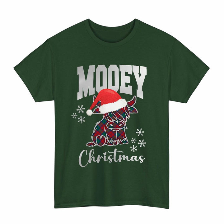 Scottish Lindsay Modern Clan Tartan T-Shirt - Mooey Christmas Tartan Plaid Forest Green Color