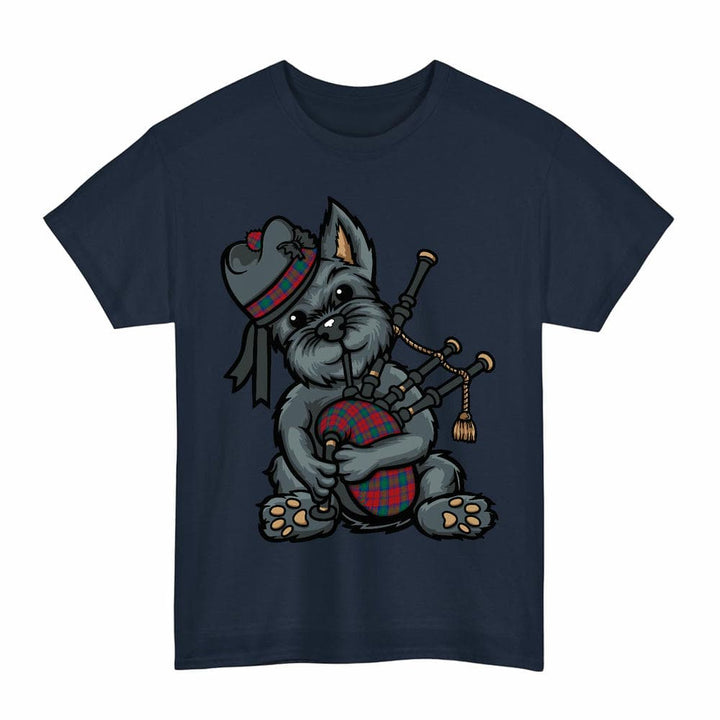 Scottish Lindsay Modern Clan Tartan Terrier Bagpipes T-Shirt Tartan Plaid Navy Color