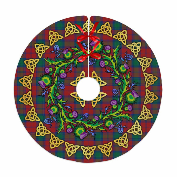 Scottish Lindsay Modern Clan Tartan Thistle Celtic Knot Christmas Tree Skirt No Tassels Tartan Plaid 1