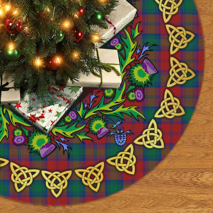 Scottish Lindsay Modern Clan Tartan Thistle Celtic Knot Christmas Tree Skirt No Tassels Tartan Plaid 2