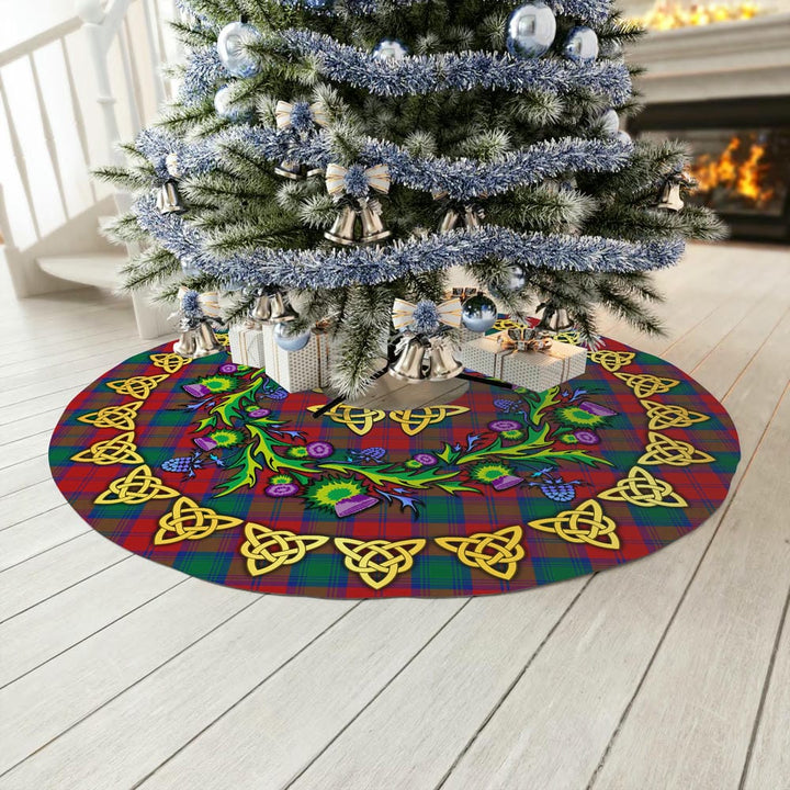 Scottish Lindsay Modern Clan Tartan Thistle Celtic Knot Christmas Tree Skirt No Tassels Tartan Plaid 3