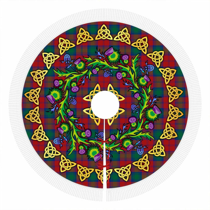 Scottish Lindsay Modern Clan Tartan Thistle Celtic Knot Christmas Tree Skirt Tassels Tartan Plaid 1