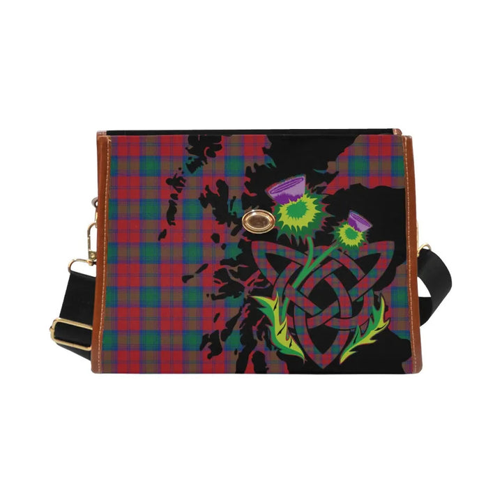 Scottish Lindsay Modern Clan Tartan Waterproof Canvas Bag With Thistle Tartan Plaid 1