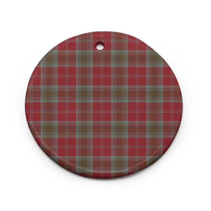 Scottish Lindsay Weathered Clan Tartan Ceramic Ornament Circle Shape Tartan Plaid