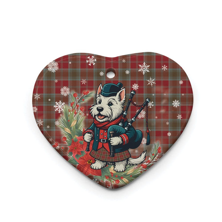 Scottish Lindsay Weathered Clan Tartan Ceramic Ornament Cute Scottish Terrier Dog Heart Style Tartan Plaid