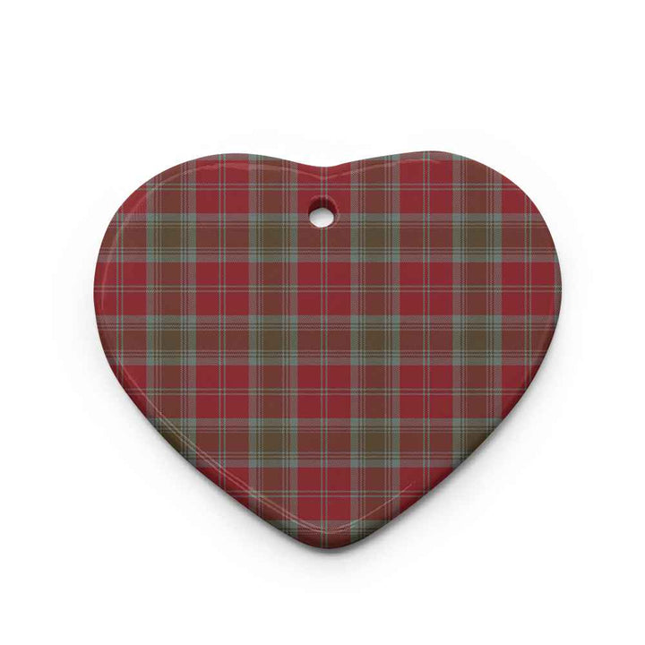 Scottish Lindsay Weathered Clan Tartan Ceramic Ornament Heart Shape Tartan Plaid