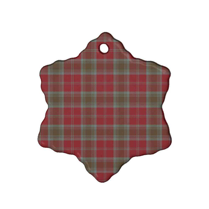 Scottish Lindsay Weathered Clan Tartan Ceramic Ornament Snow Flake Shape Tartan Plaid
