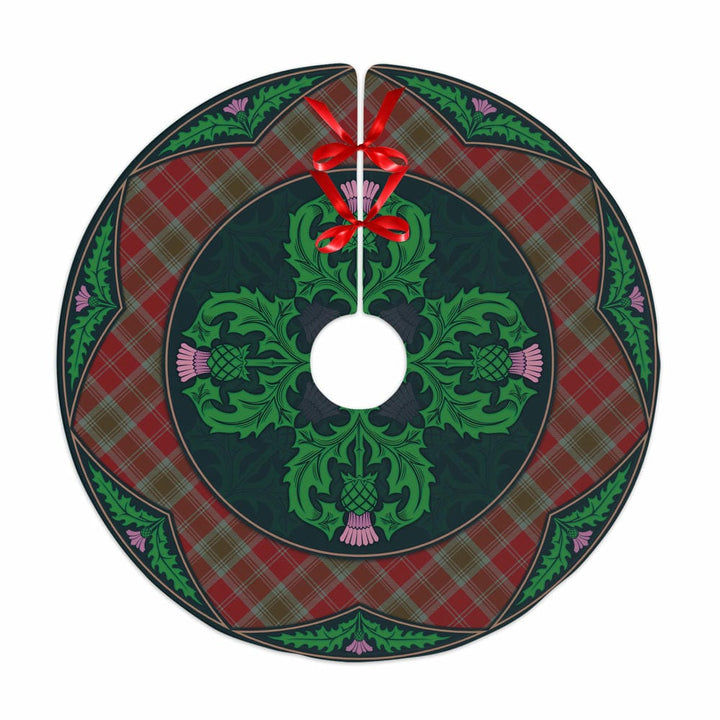 Scottish Lindsay Weathered Clan Tartan Christmas Tree Skirt Old Scottish Thistle Flower No Tassels Tartan Plaid 1