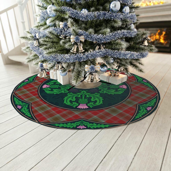 Scottish Lindsay Weathered Clan Tartan Christmas Tree Skirt Old Scottish Thistle Flower No Tassels Tartan Plaid 3