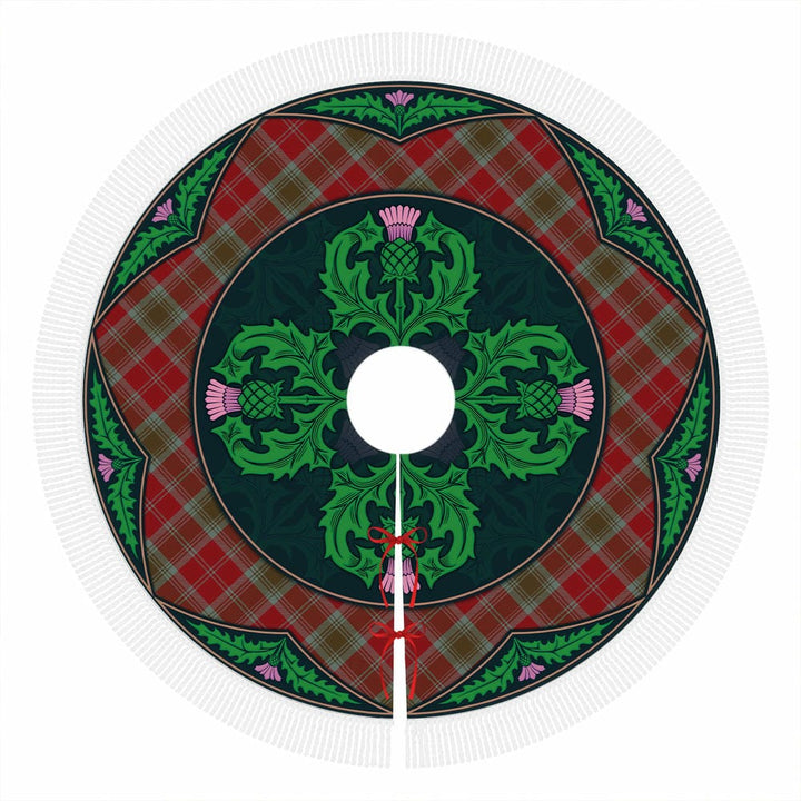 Scottish Lindsay Weathered Clan Tartan Christmas Tree Skirt Old Scottish Thistle Flower Tassels Tartan Plaid 1