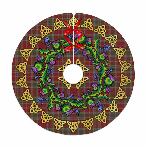 Scottish Lindsay Weathered Clan Tartan Thistle Celtic Knot Christmas Tree Skirt No Tassels Tartan Plaid 1