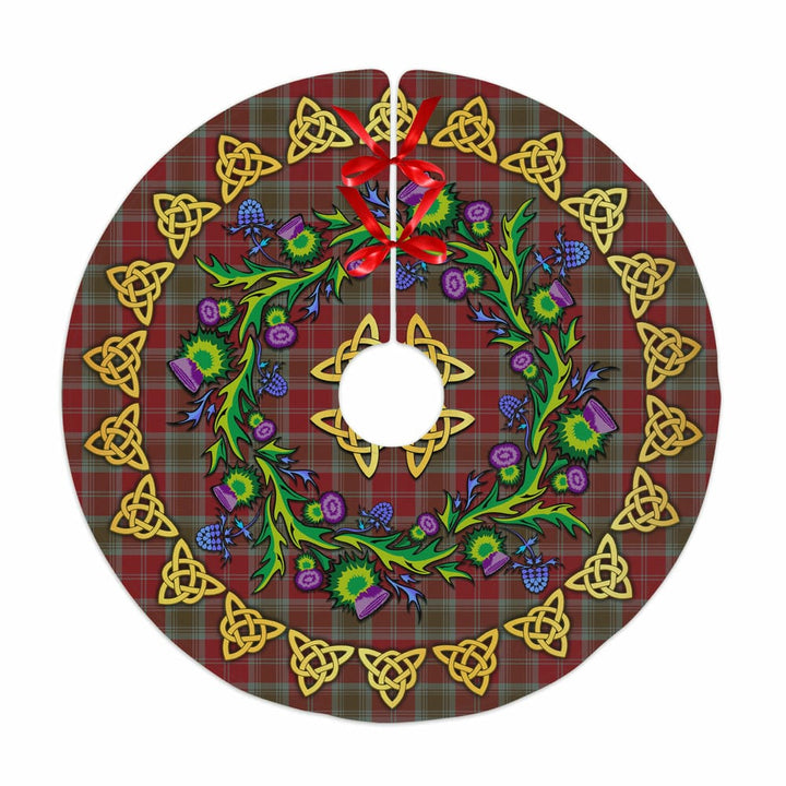 Scottish Lindsay Weathered Clan Tartan Thistle Celtic Knot Christmas Tree Skirt No Tassels Tartan Plaid 1