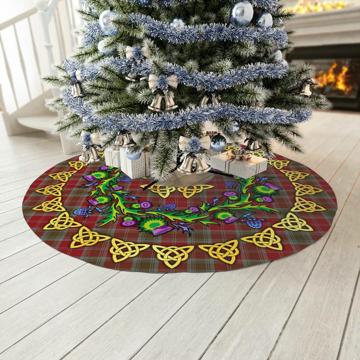 Scottish Lindsay Weathered Clan Tartan Thistle Celtic Knot Christmas Tree Skirt No Tassels Tartan Plaid 3