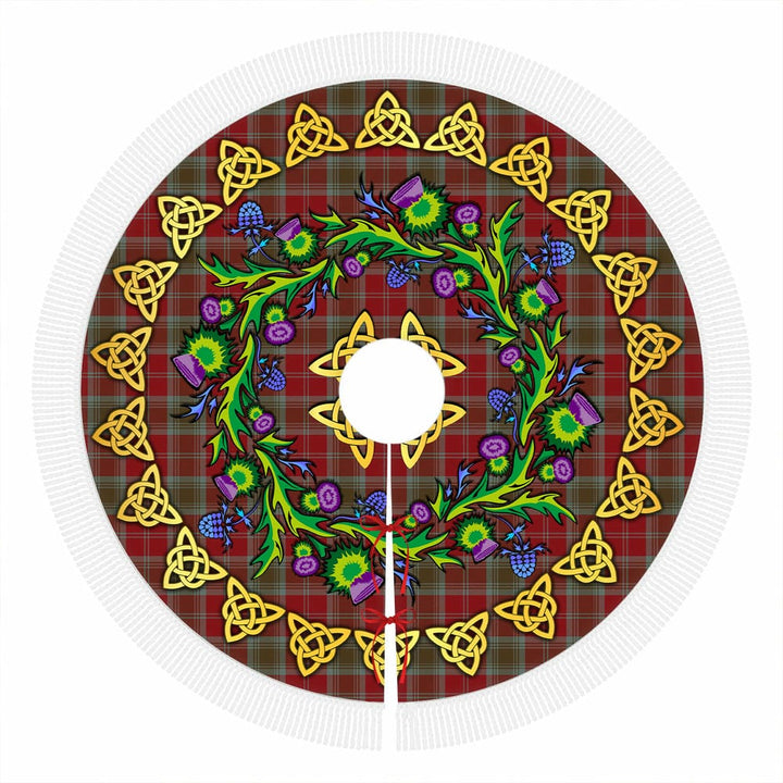 Scottish Lindsay Weathered Clan Tartan Thistle Celtic Knot Christmas Tree Skirt Tassels Tartan Plaid 1