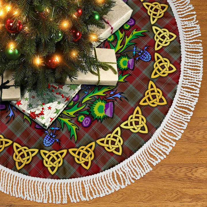 Scottish Lindsay Weathered Clan Tartan Thistle Celtic Knot Christmas Tree Skirt Tassels Tartan Plaid 2