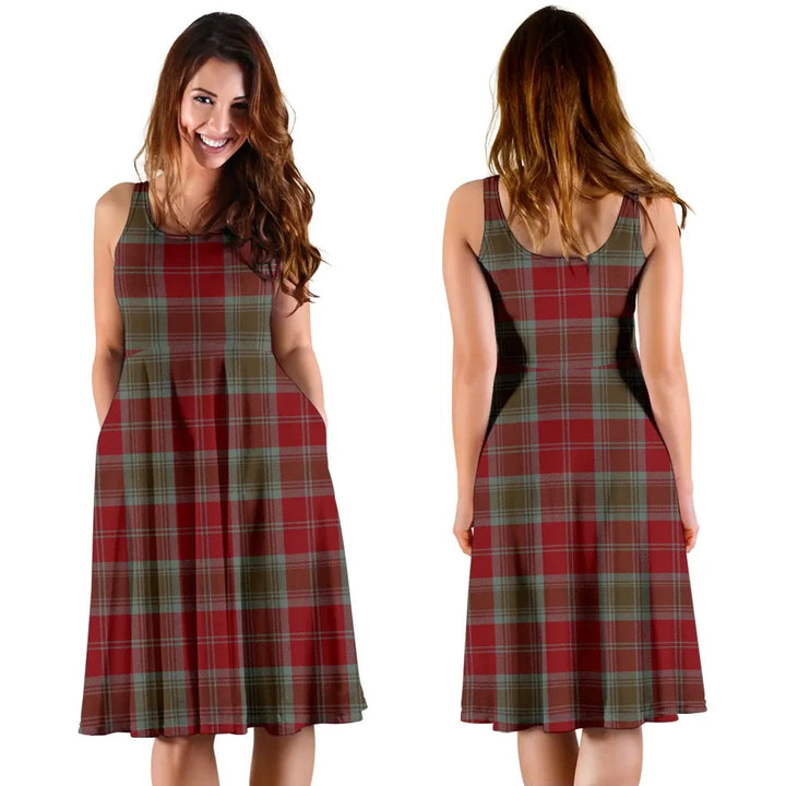 Scottish Lindsay Weathered Clan Tartan Women Midi Dress