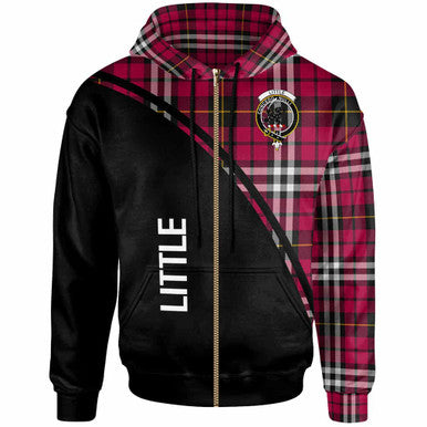 Scottish Little Clan Crest Tartan Curve Hoodie Zip-up Tartan Plaid