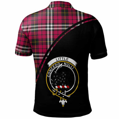 Scottish Little Clan Crest Tartan Curve Polo Shirt Back Side Tartan Plaid