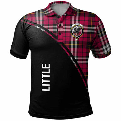 Scottish Little Clan Crest Tartan Curve Polo Shirt Front Side Tartan Plaid