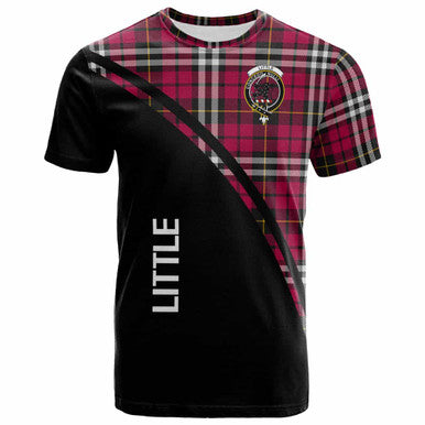 Scottish Little Clan Crest Tartan Curve T-Shirt Front Side Tartan Plaid