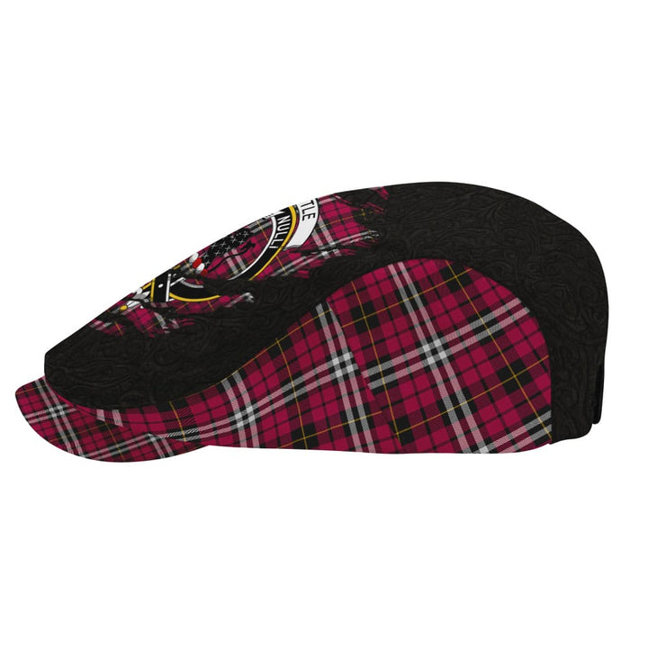 Scottish Little Clan Crest Tartan Flat Cap - Scratch Style Tartan Plaid 3