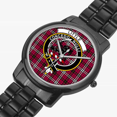 Scottish Little Clan Crest Tartan Folding Clasp Steel Quartz Watches Tartan Plaid Black 2
