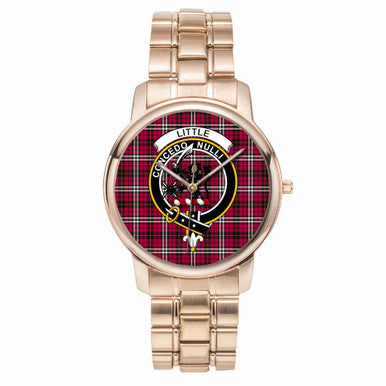 Scottish Little Clan Crest Tartan Folding Clasp Steel Quartz Watches Tartan Plaid Rose Gold 1