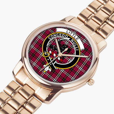 Scottish Little Clan Crest Tartan Folding Clasp Steel Quartz Watches Tartan Plaid Rose Gold 2