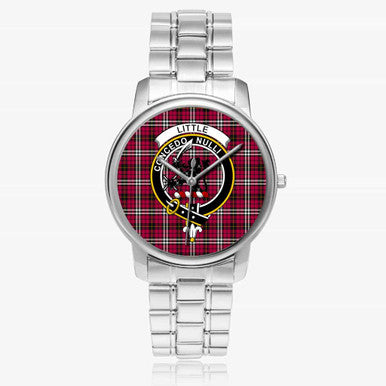 Scottish Little Clan Crest Tartan Folding Clasp Steel Quartz Watches Tartan Plaid Silver 1