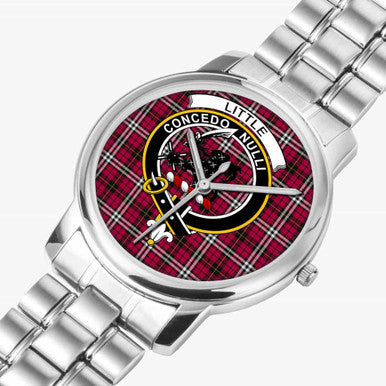 Scottish Little Clan Crest Tartan Folding Clasp Steel Quartz Watches Tartan Plaid Silver 2