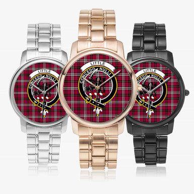 Scottish Little Clan Crest Tartan Folding Clasp Steel Quartz Watches Tartan Plaid All