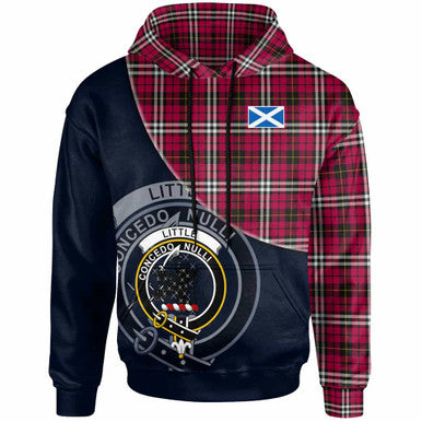 Scottish Little Clan Crest Tartan Hoodie - Bend Style Front Side Tartan Plaid