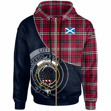 Scottish Little Clan Crest Tartan Hoodie - Bend Style Zip-up Tartan Plaid