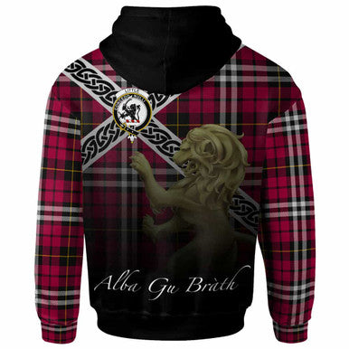 Scottish Little Clan Crest Tartan Hoodie - Scotland Lion Back Side Tartan Plaid